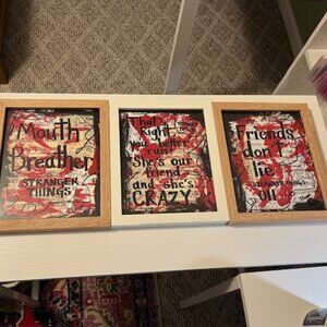 Set of 3 Stranger Things themed framed art pieces - Lexicon of Love, Elexa